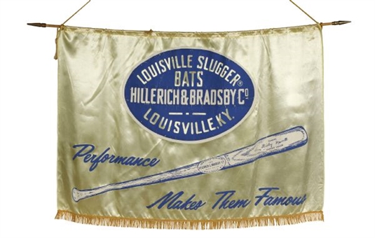 Large Mickey Mantle Louisville Slugger Silk Banner